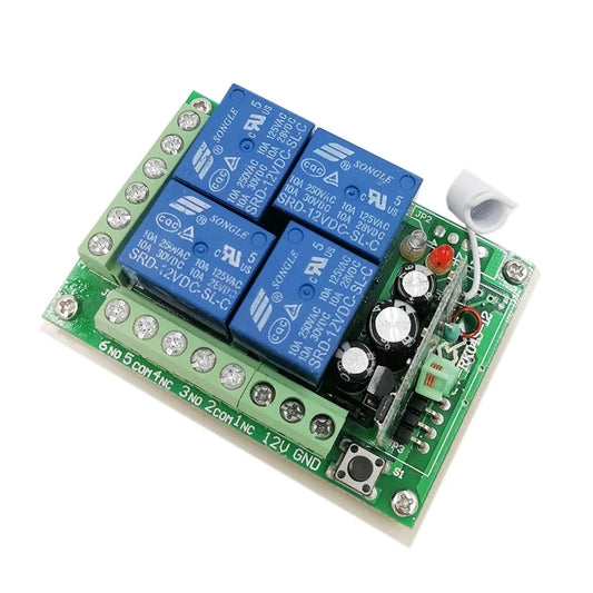 Custom 12V 10A 315MHz 4CH Learning Code Switch Wireless Remote Control with 2 controls modules Manufacturer