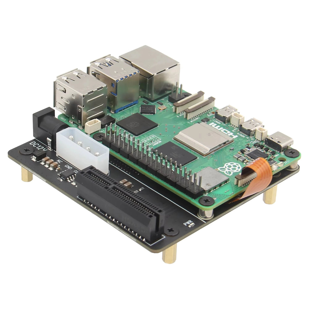 X1010 V1.1 PCIe FFC Connector to Standard PCIe x4 slot Expansion Board for Raspberry Pi 5