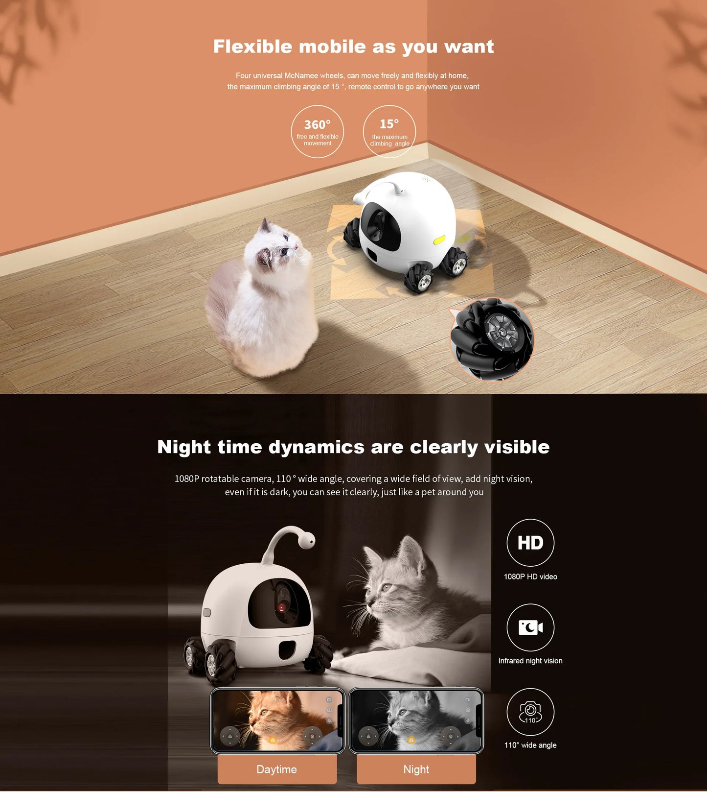 Custom Pet Toys Webcam Full HD 1080P smart pet robott robot pet toys robot with dog camera treat Cat toy Intelligent companion robot Manufacturer