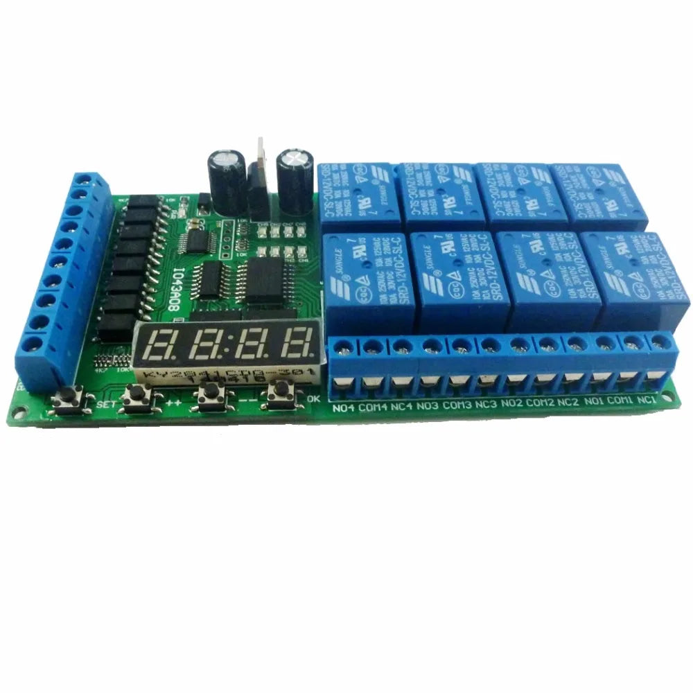 Custom OEM DC 12V 8 Channels Multifunction Timer Delay Relay Board Time Switch Timing Loop Interlock Self-locking Momentary Bistable Manufacturer