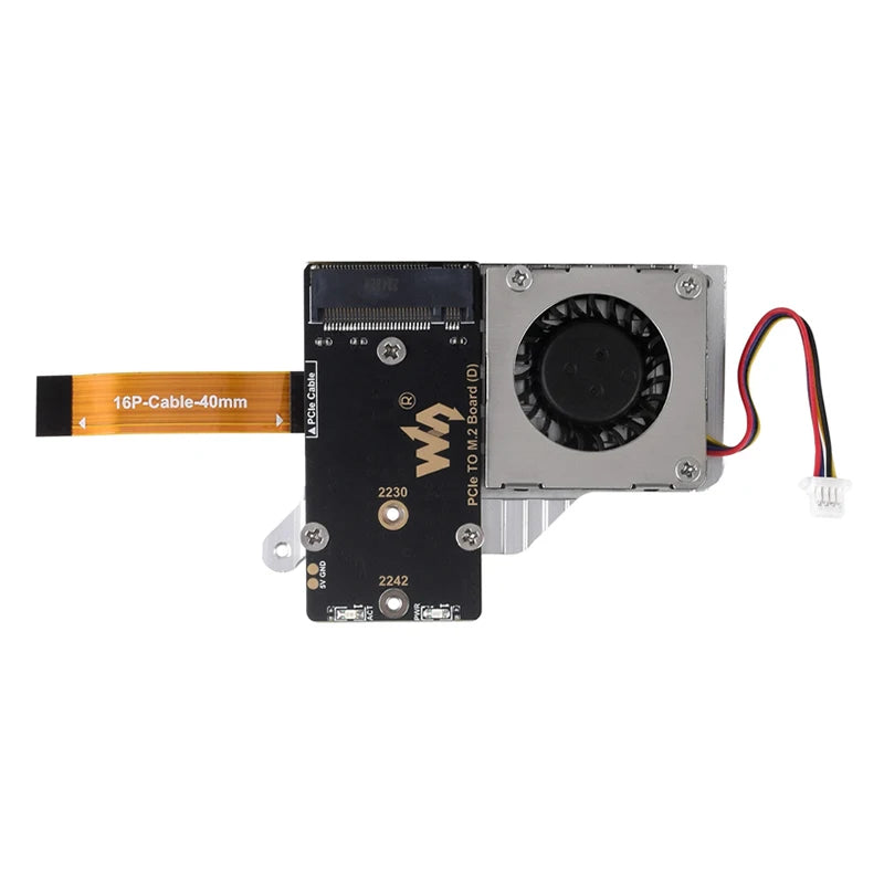 PCIe To M.2 Adapter Board (E) with Cooling Fan for Raspberry Pi 5 Compatible With 2242/2230 Size NVMe M.2 SSD High-speed Reading