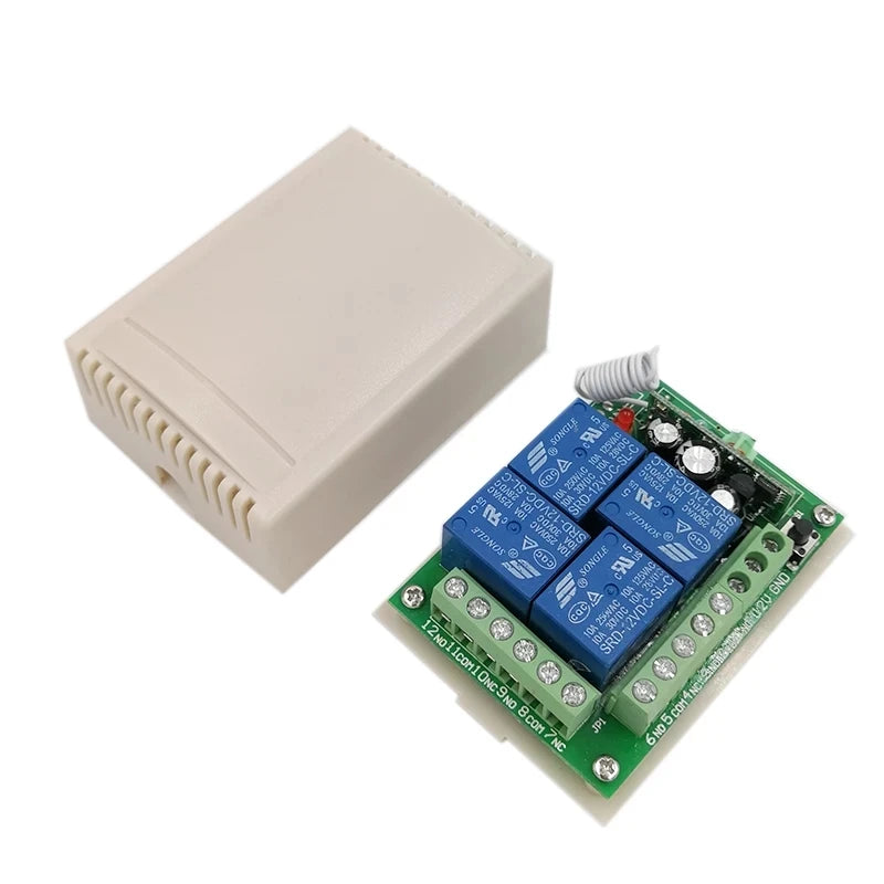 Custom 12V 10A 315MHz 4CH Learning Code Switch Wireless Remote Control with 2 controls modules Manufacturer