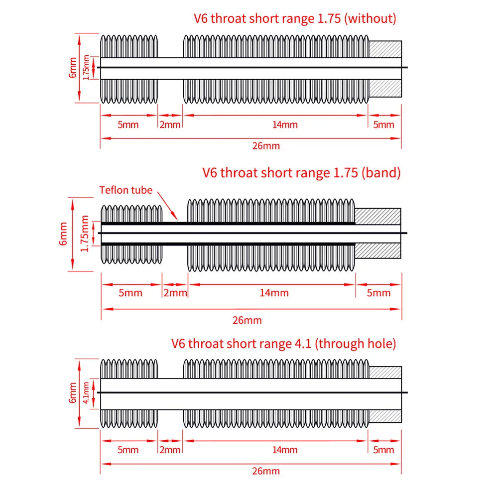 Custom V6 Throat Heatbreak Short Heat Break Titanium PTFE All-Metal  M6 for 1.75mm 3mm Filament 3D Printer Extruder Hotend Volcano Manufacturer