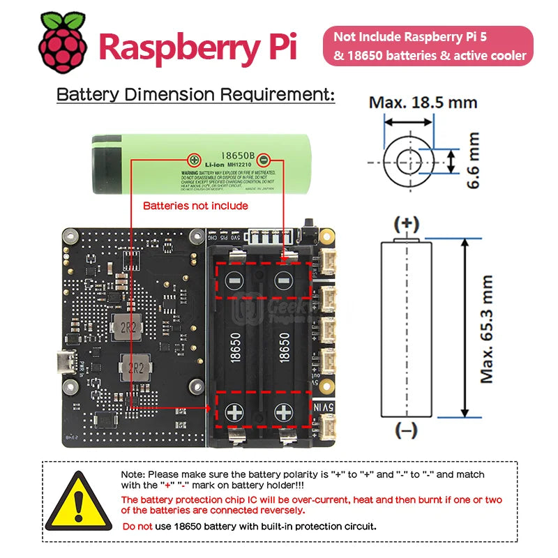 Custom Raspberry Pi 5 18650 UPS X1201 V1.1 Extension Board Power Management with Auto Power on No Battery Included for Pi 5