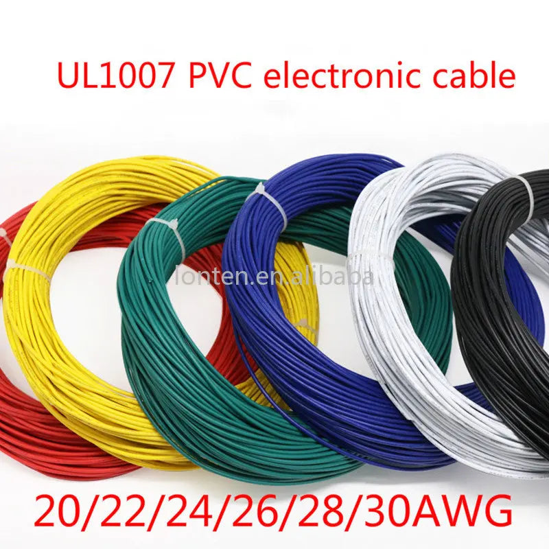 Custom 5 Meters UL1007 PVC electronic cable 1007 wire 20awg 22awg 24awg 26awg 28awg 30awg 1007 20/22/24/26/28AWG Tinned Copper Wire Manufacturer