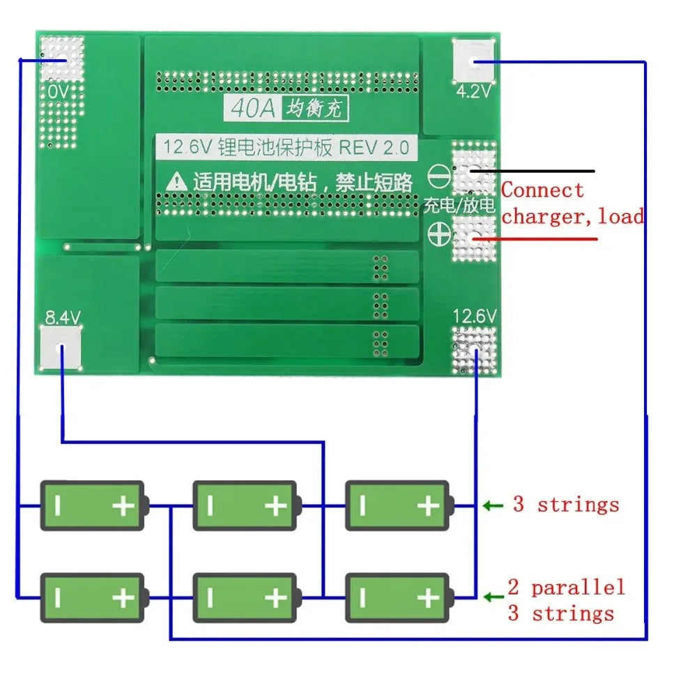 Custom 3S 4S 25A 40A 18650 Lithium Battery Protection Board 11.1V 12.6V 14.8V 16.8 High Current With Balanced Over Charge Discharge Manufacturer