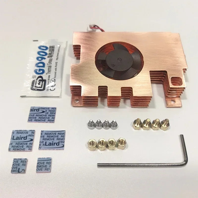 Raspberry Pi 5 Active Cooler Full Copper Heatsink Cooling Fins Copper Case Fan Radiator for Raspberry Pi 5