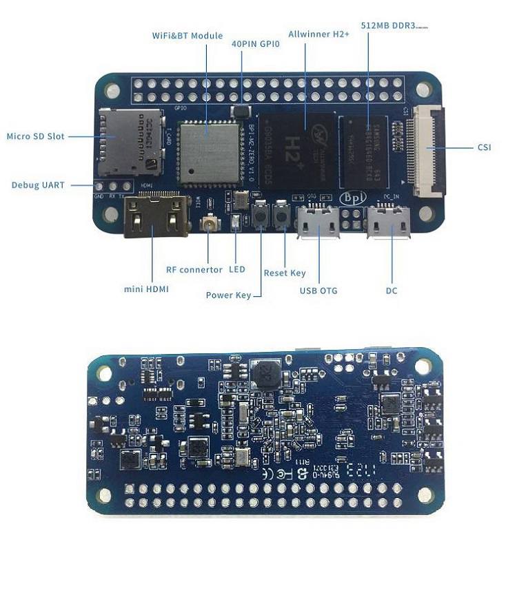 banana pi zero Allwinner H2+ Open source hardware platform BPI M2 zero all ineter face same as Raspberry pi Zero WCustom PCB