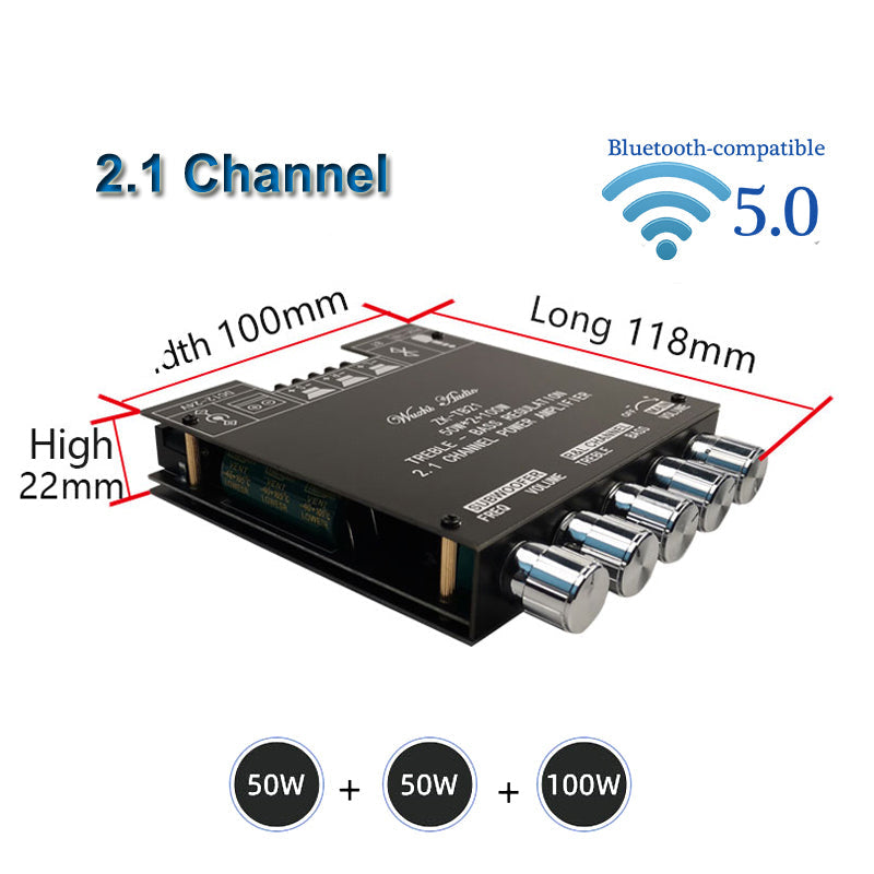 2*50W+100W TPA3116D2 Power Subwoofer Amplifier Board 2.1 Channel Class D TPA3116 Audio Stereo Equalizer Amp pcb assembly Customize