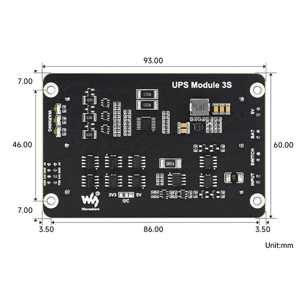 Raspberry Pi 5 UPS HAT Supports 18650 Li Battery 5V Uninterruptible Power Supply Via I2C Bus for Pi 4 Model B