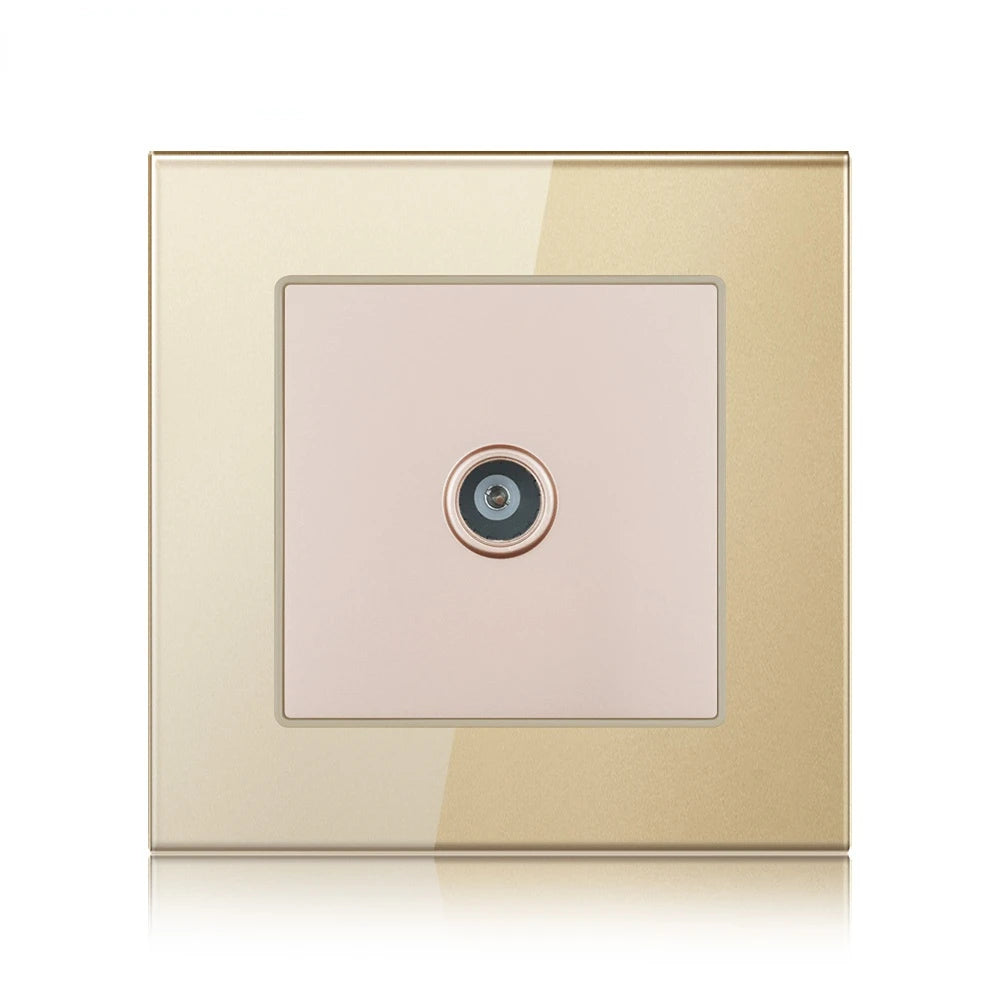 Custom TL- new TV interface socket home decoration wall TV signal access outlet 86 mm* 86mm crystal tempered glass white Manufacturer