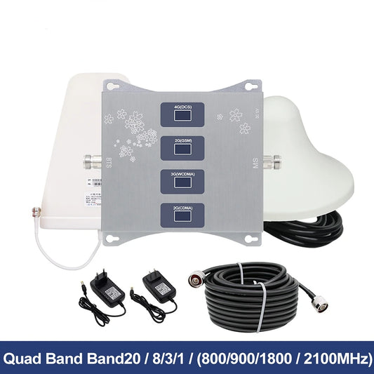 Custom B20 800 900 1800 2100 2600 MHz Four-Band Cellular Amplifier GSM Repeater Mobile Network Booster 2G 3G 4G Booster 4G Antenna Manufacturer