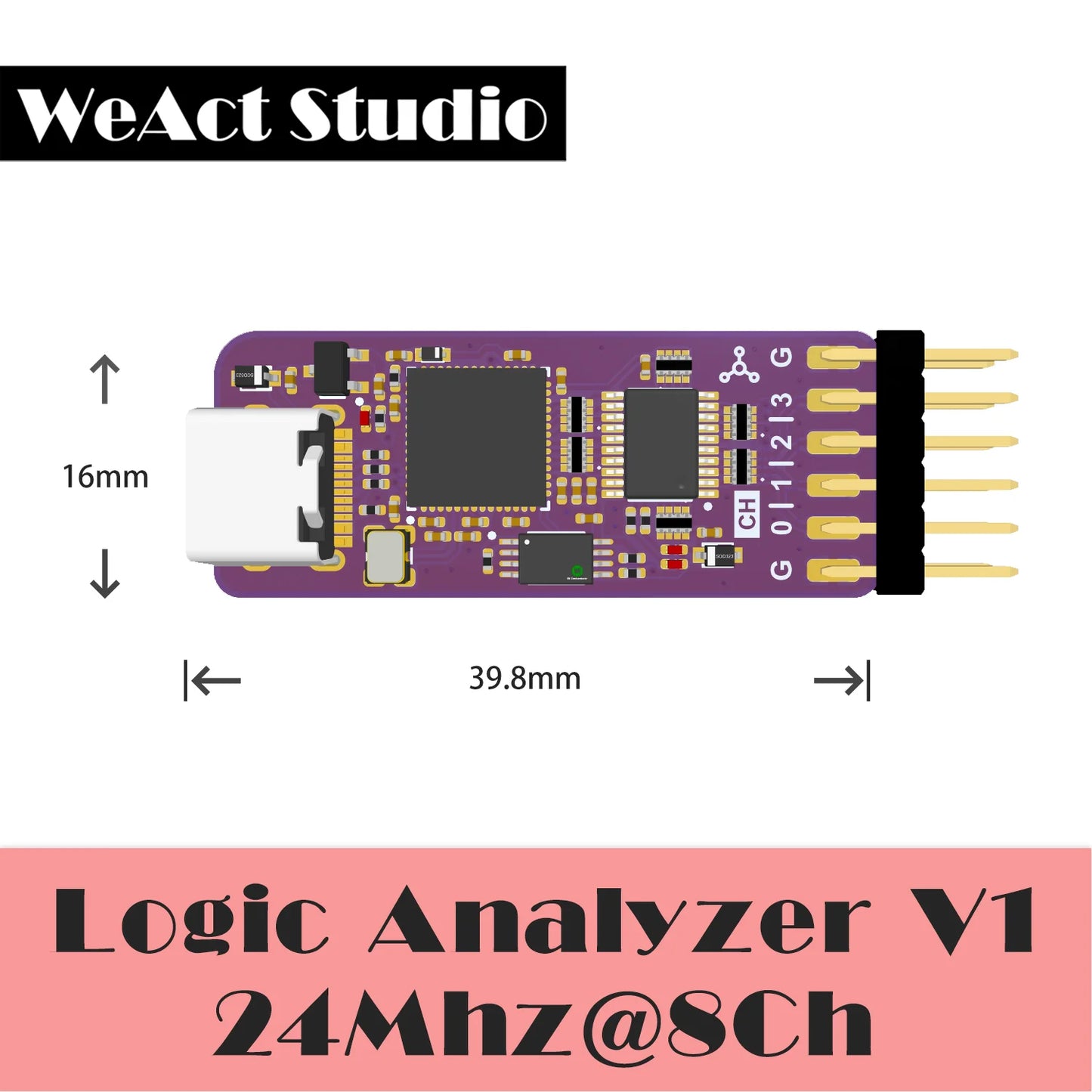 Custom WeAct USB Logic Analyzer DLA Mini 24Mhz 8ch channels Hardware Debug Tool 5V MCU ARM FPGA Debugger pcb pcba design services Manufacturer