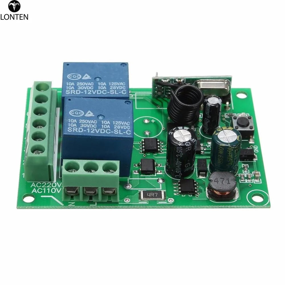 Custom Lonten 315/433Mhz Wireless Remote Control Switch AC 250V 110V 220V 2CH Relay Receiver Module with RF Remote Controls Manufacturer