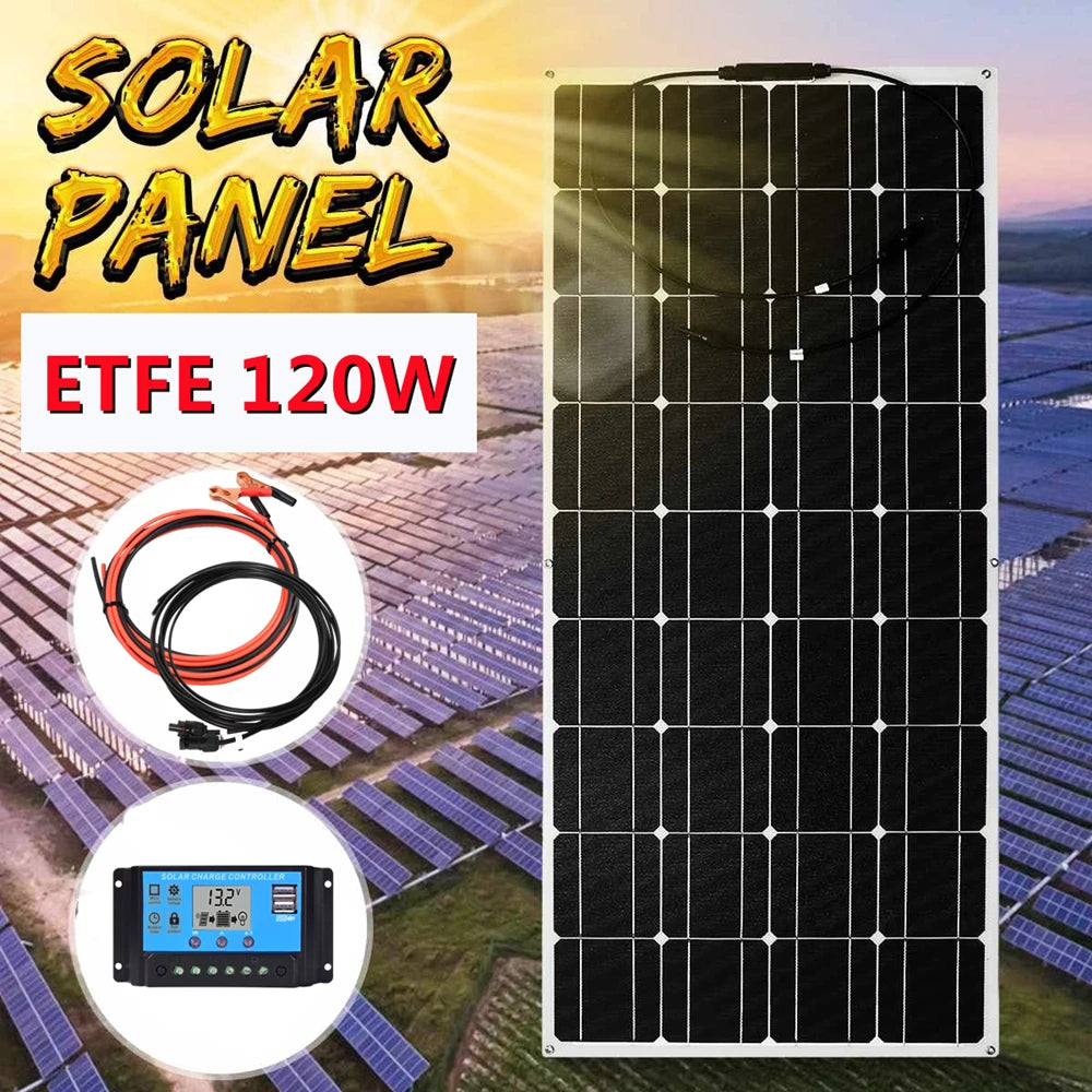 Custom 18V 120W ETFE Solar Panel Monocrystalline Cell Flexible PET Solar Panels 240W Home System Kit 12V 24V Battery Charger Manufacturer