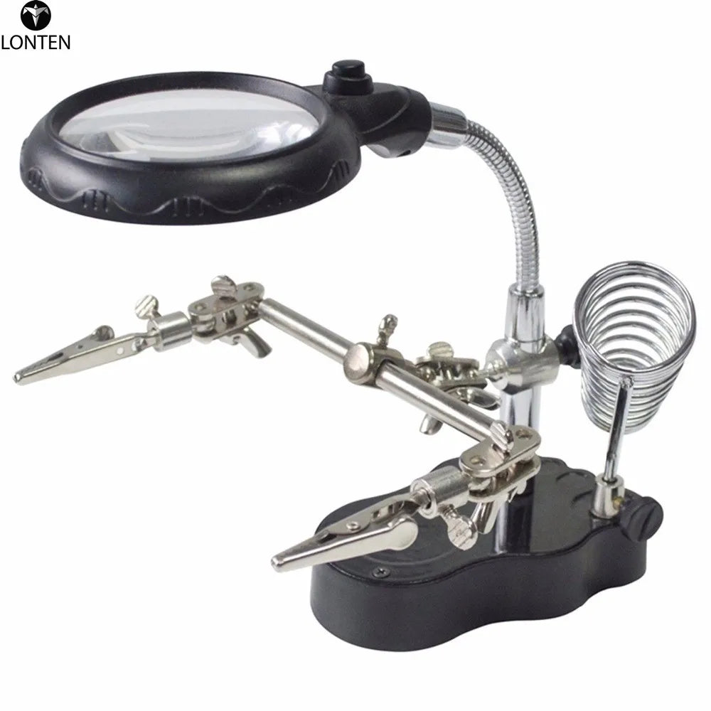 Custom Lonten LED Light Soldering Iron Stand Helping Hands Magnifying Glass Magnifier Manufacturer