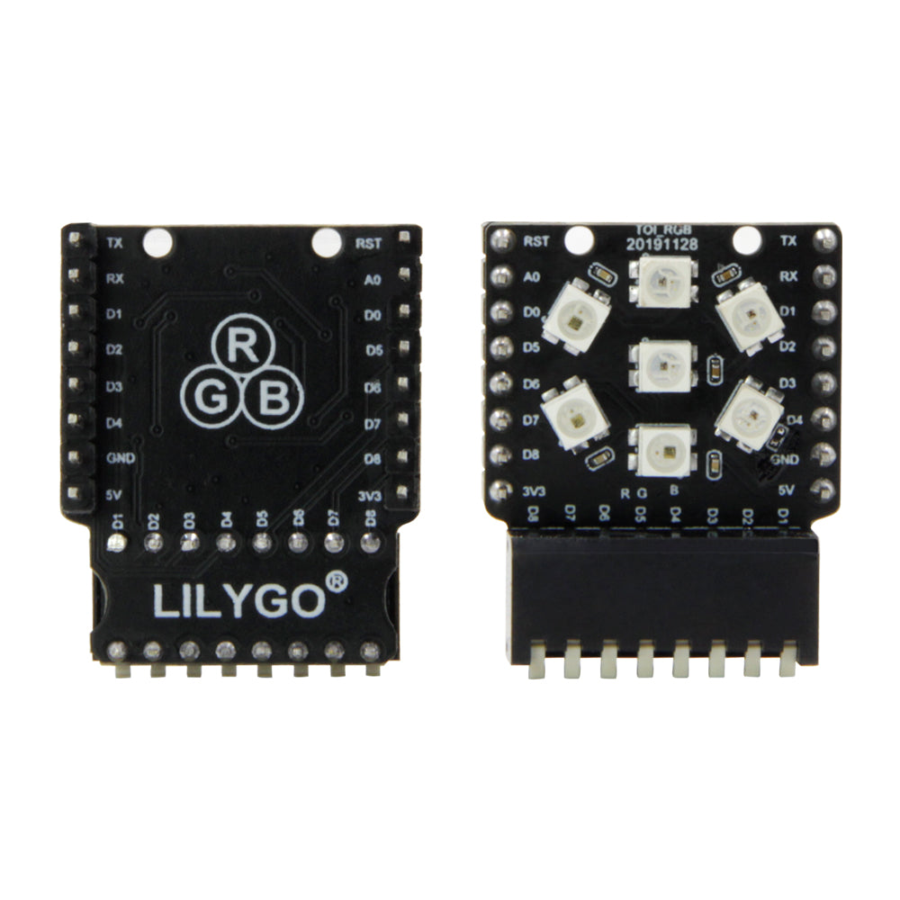 TTGO T-OI ESP8266 Chip Rechargeable 16340 Battery Holder And T-OI WS2812 RGB Expansion Board led-anzeige pcba customize