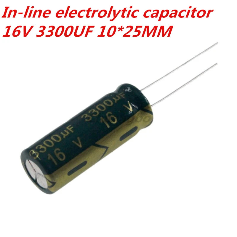 Custom 10pcs-30pcs 16V 3300UF 10*25 Low ESR/Impedance high frequency aluminum electrolytic capacitor size 10*25MM 3300UF 16V 20% Manufacturer