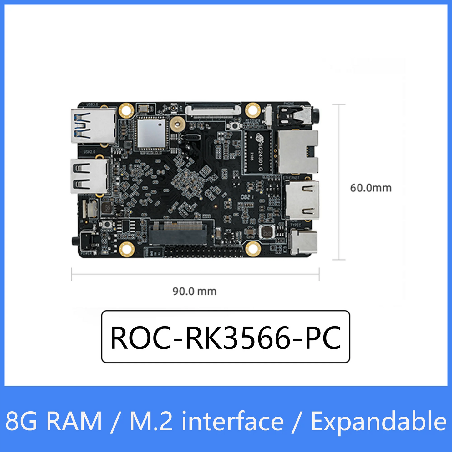 Custom Custom ROC-RK3566-PC Open Source Quad-Core 64-Bit Mini Computer Edge computing Cloud terminal,M.2 Interface,Expandable hard disk Manufacturer
