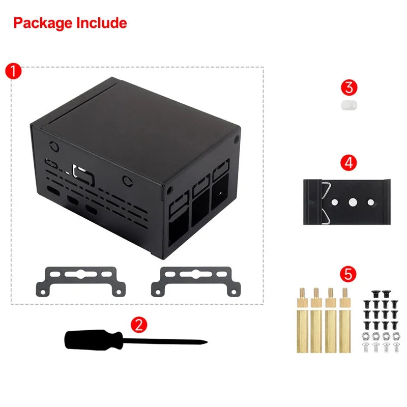 Raspberry Pi 5 Industrial Grade Metal Case D Support Install Cooler PCle/PoE HAT Protective Metal Shell for RPi Pi 5 Custom
