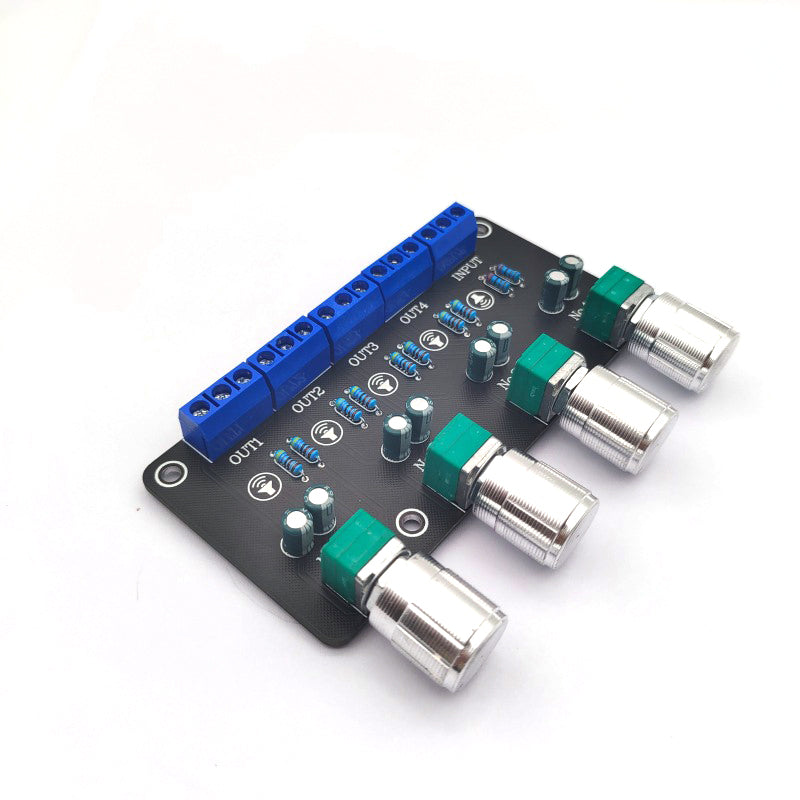 1 Input 4 Output AUX Hub Audio Distributor Signal Selector Switch Audio Source Switcher udio amplifier board pcb assembly Custom