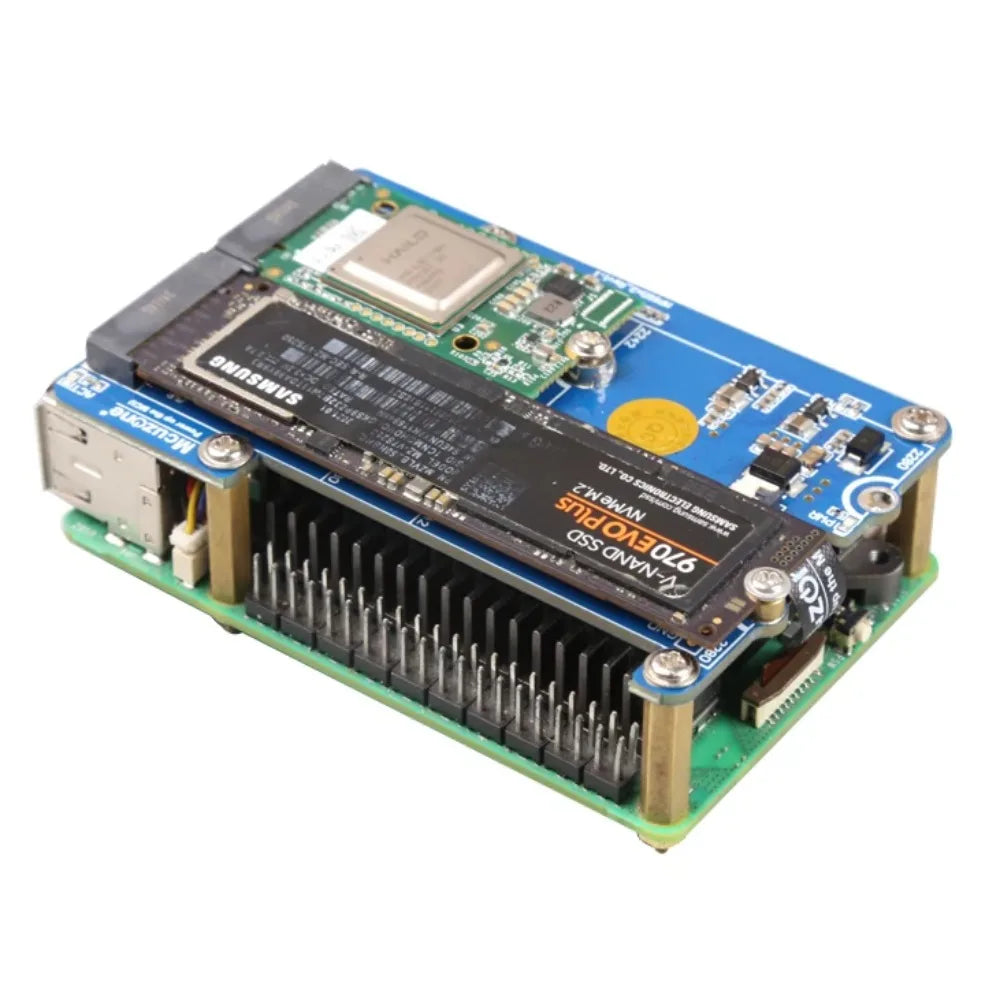 MPSAI Raspberry Pi 5 PCIE M.2 SSD+Ai HAT Support 2230/2242/2280 Size NVME SSD HAILO AI Custom OEM Robotics