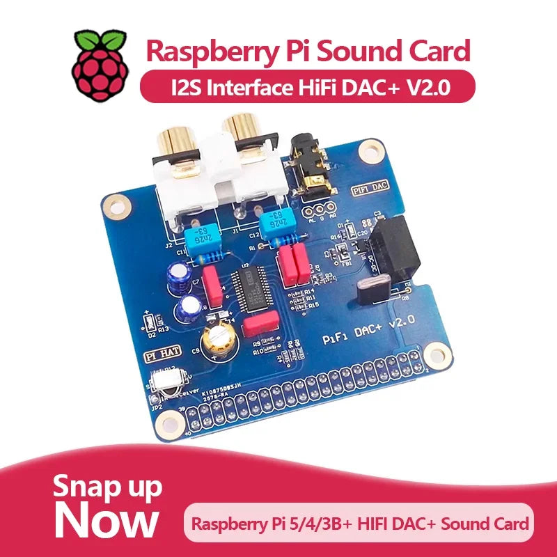 Raspberry Pi 5/4/3B+ HIFI DAC+ Sound Card I2S Interface PiFi DAC+ V2.0 Custom  Custom