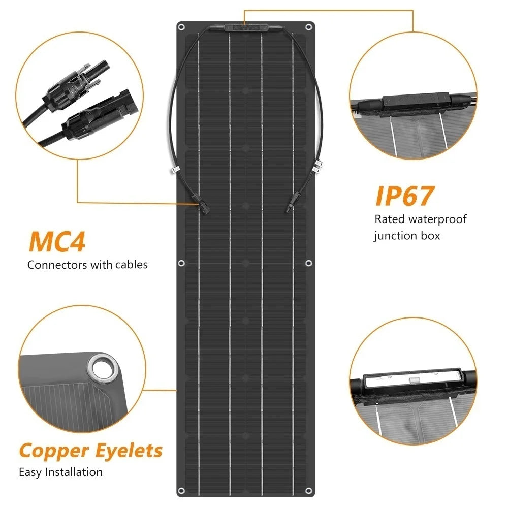 Custom 100 Watt   Solar Panel Kit 12V 100W 50W High Efficiency Monocrystalline Silicon Cells PV Panels Placa Solar Power System Manufacturer