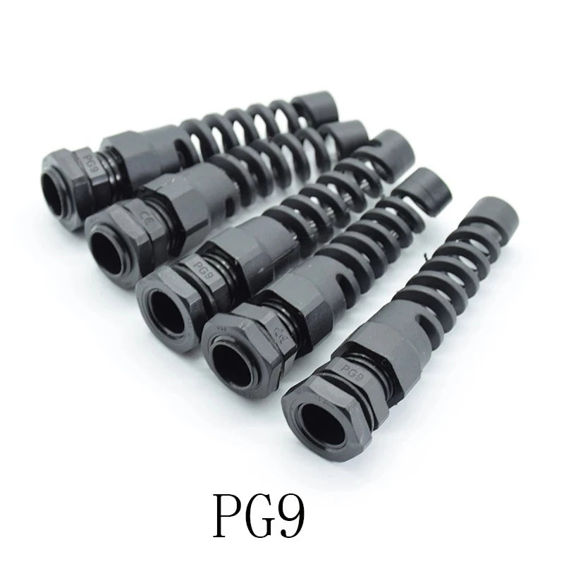 Custom IP68 Waterproof M12 PG7/PG9/PG11 Cable Gland Connector Plastic Flex Spiral Strain Relief Protector For 3.5-6mm Wire Thread Manufacturer