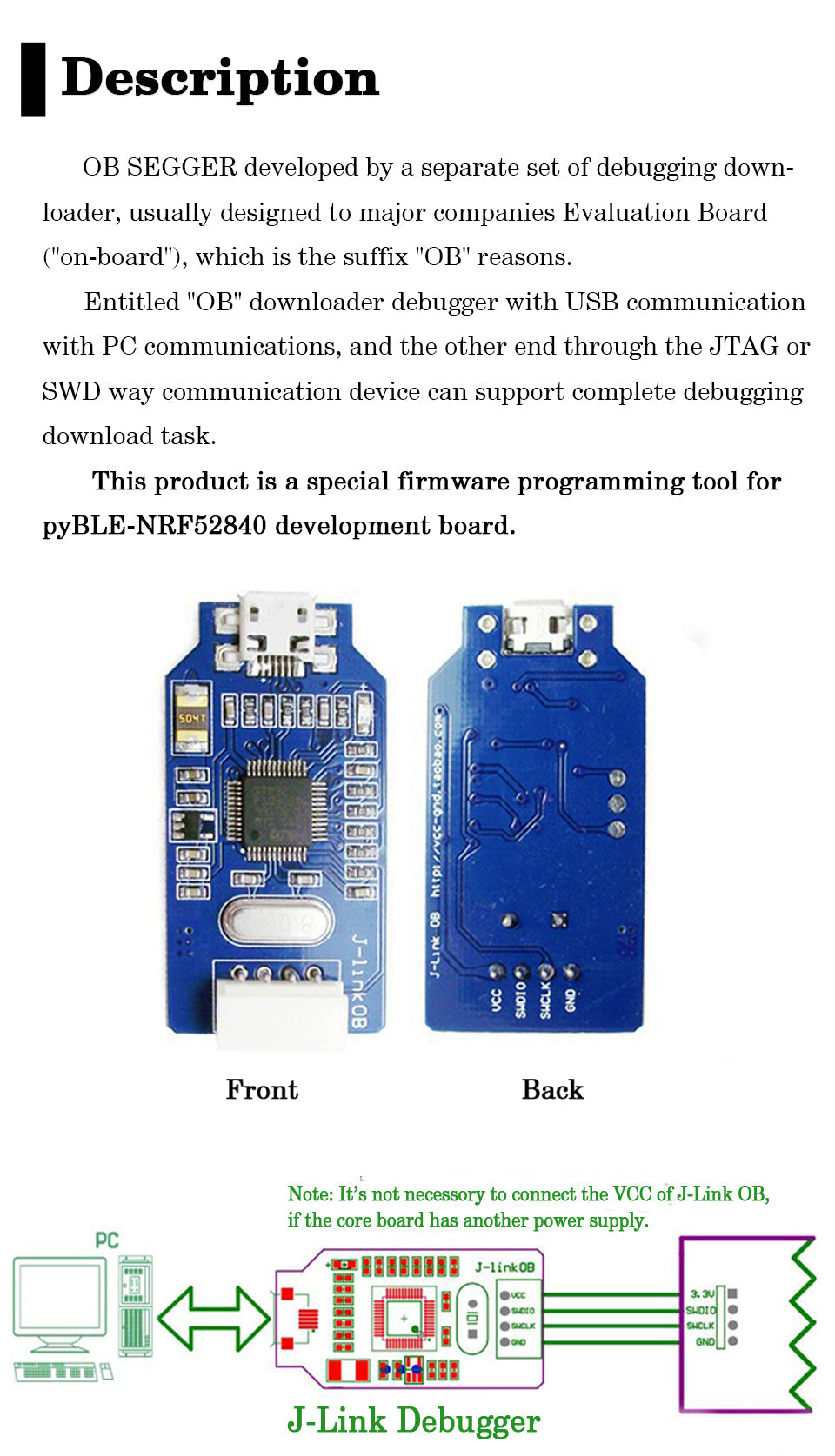 Custom PCB wireless car charger pcba compatible with OB J-Link  Emulator Debugger Programmer Downloade SWD  pyBLE-NRF52840