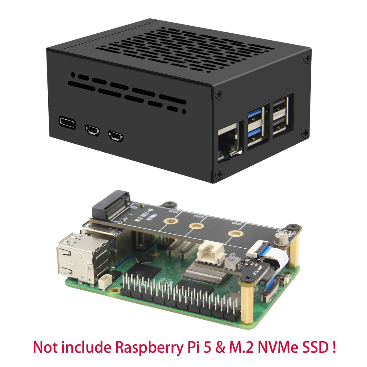 X1001 PCIe to NVMe Shield with P579 Metal Case for Raspberry Pi 5