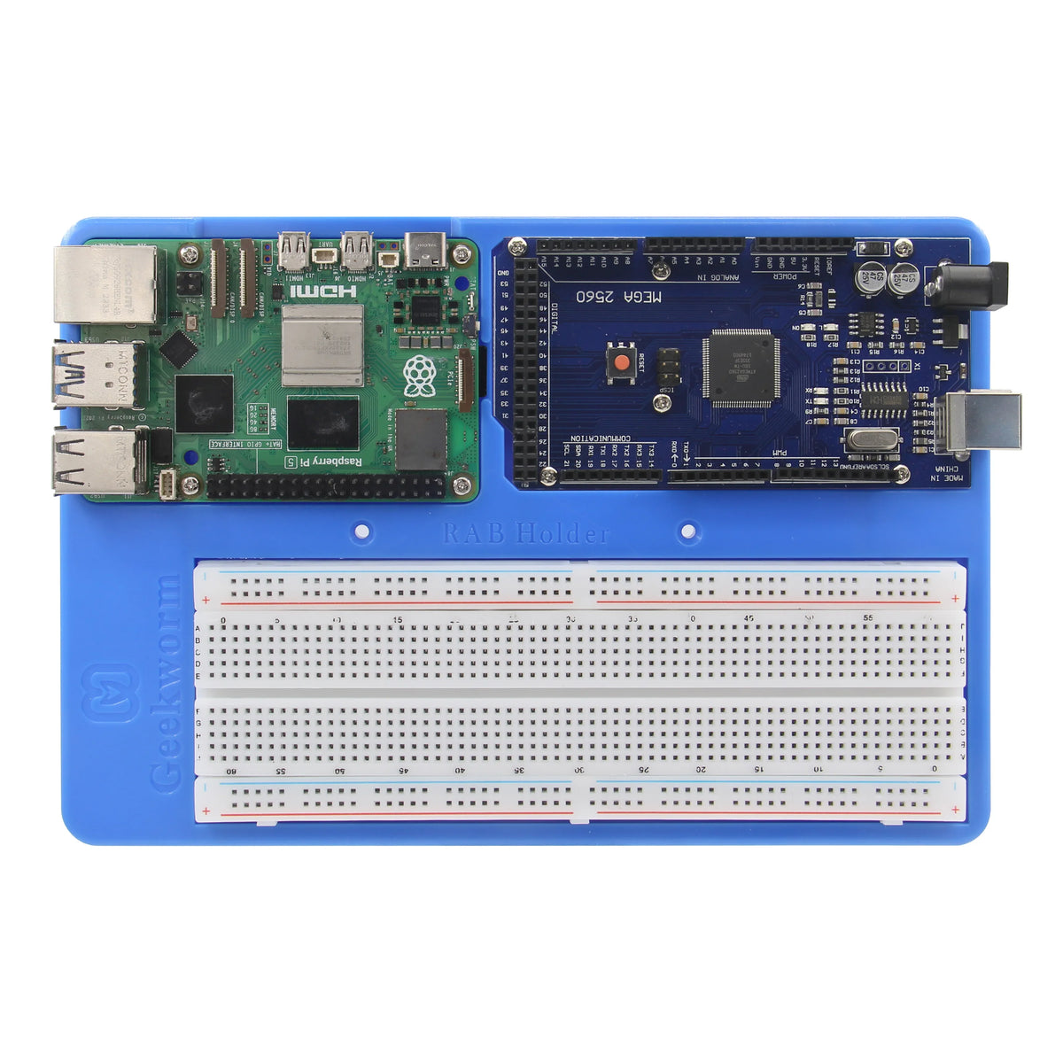 Raspberry Pi RAB Holder Breadboard ABS Case Education Platform W/ 830 Breadboard for Arduin0 Mega 2560 Raspberry Pi 5/4B/3B+