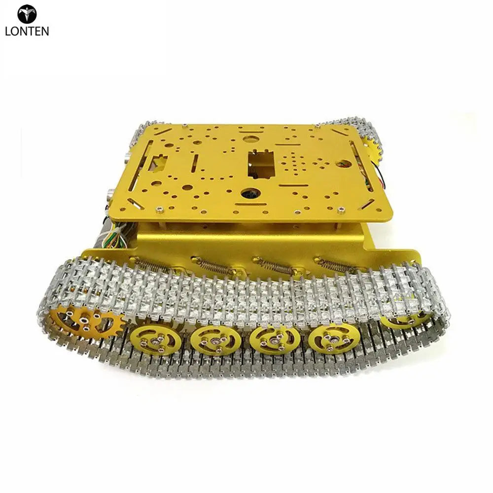 Custom Lonten TS100 DIY Metal Shock Absorption Tracked Robot Programmable Smart Car Chassis Kit with 9/12/33v Motor (No Encoder) - Gold Manufacturer