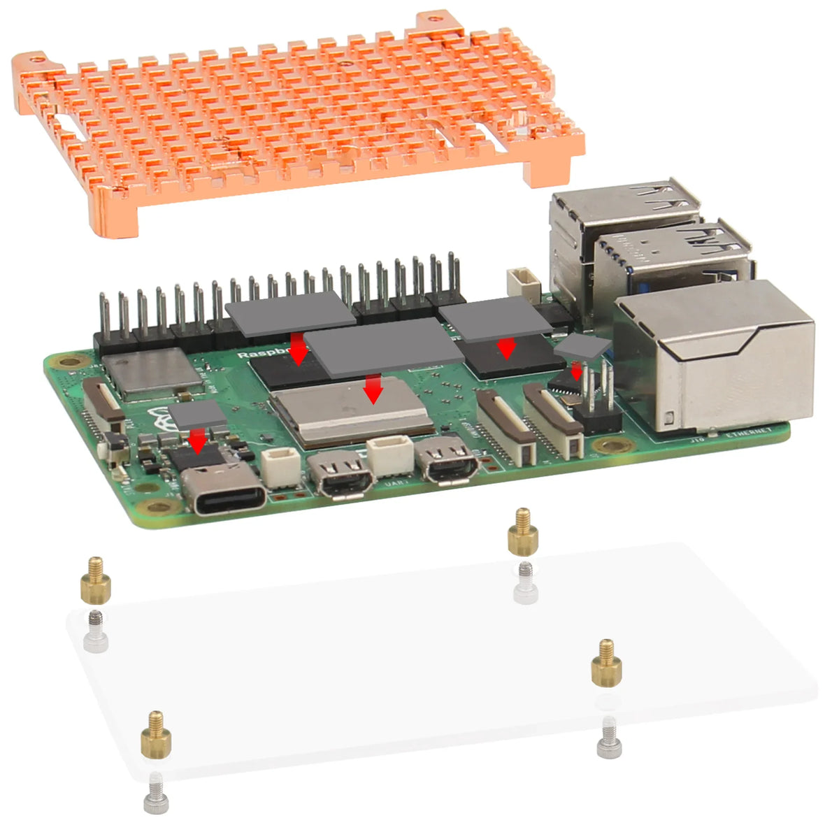 Raspberry Pi 5 Heatsink Copper Radiator for Pi 5 Only