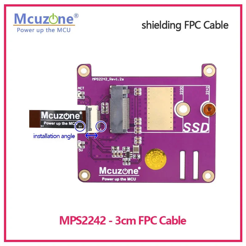New 16Pin 0.5mm Pitch FPC Cable for Raspberry Pi 5, with Shielding and PCIe Differential Pair Impedance Control Custom