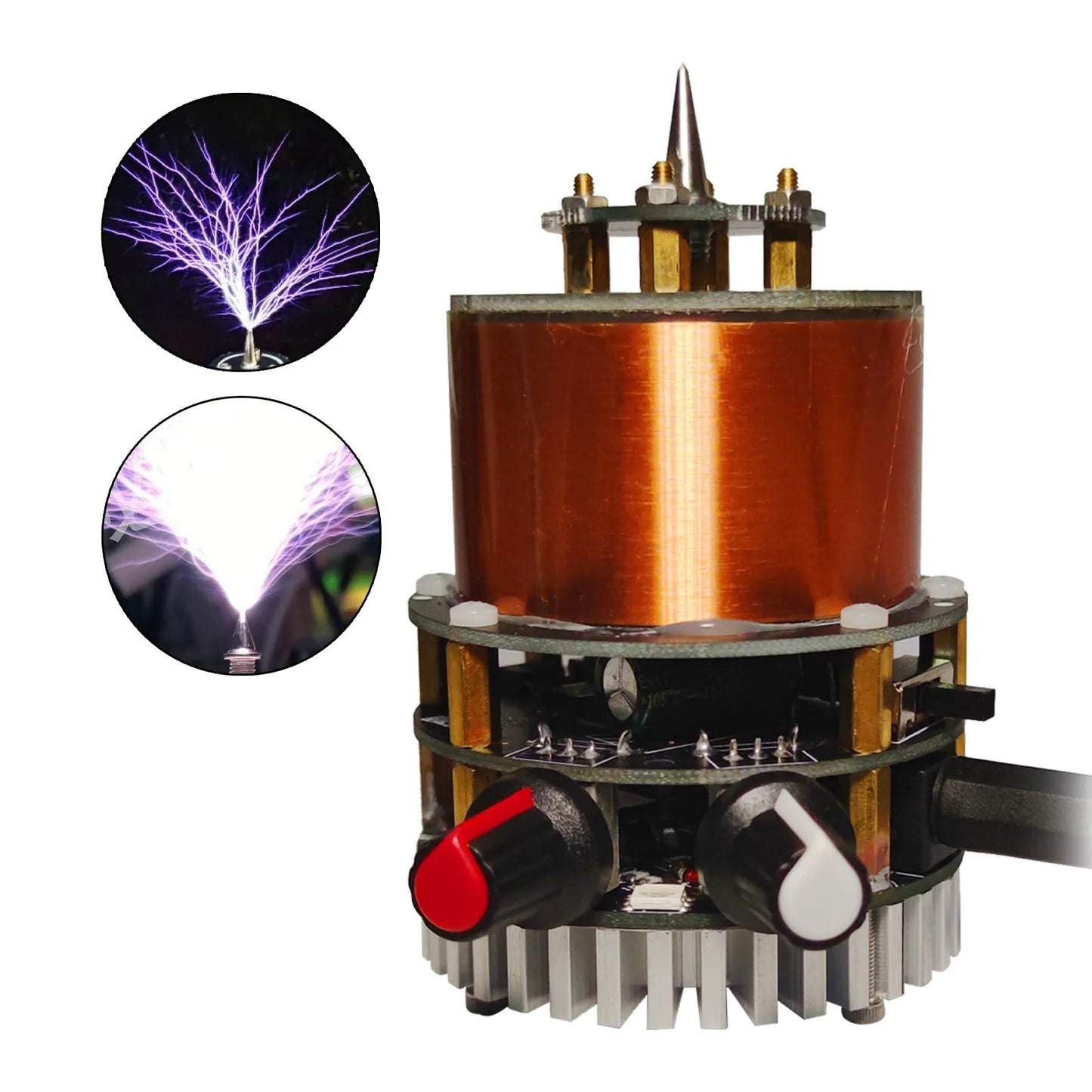 Custom Artificial Lightning DC 12-50V With BT SSTC Mini Tesla Coil Double Class-E Solid State Tesla Coil Manufacturer