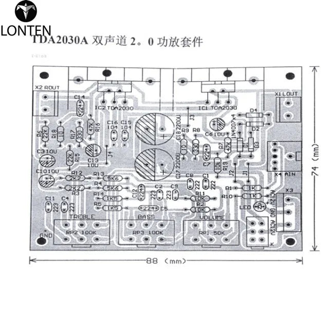 Custom Lonten  1Pcs 12V 30W DIY TDA2030A Dual Track Power Amplifier Board Kit module Manufacturer