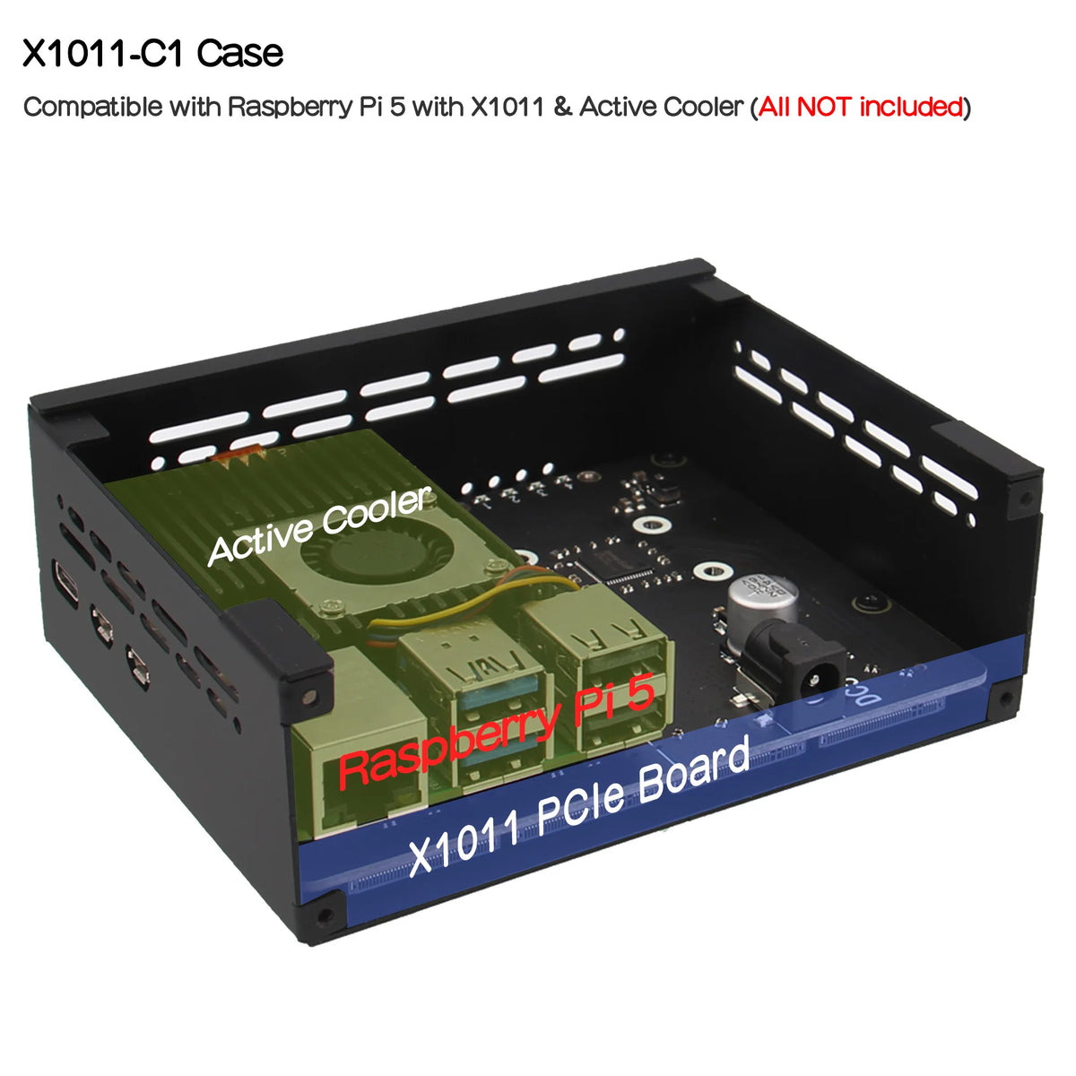 Custom  X1011-C1 Metal Case for Raspberry Pi 5 & X1011 Board