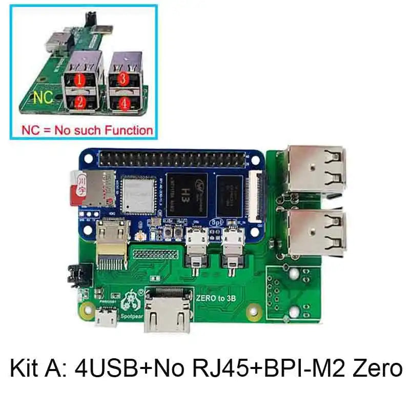 Custom BPI-M2 Banana Pi M2 Zero board with 3B/4B interface adapter BPI-M2 zero to 3B+ bpi 0 USB HUB RJ45 HAT Manufacturer