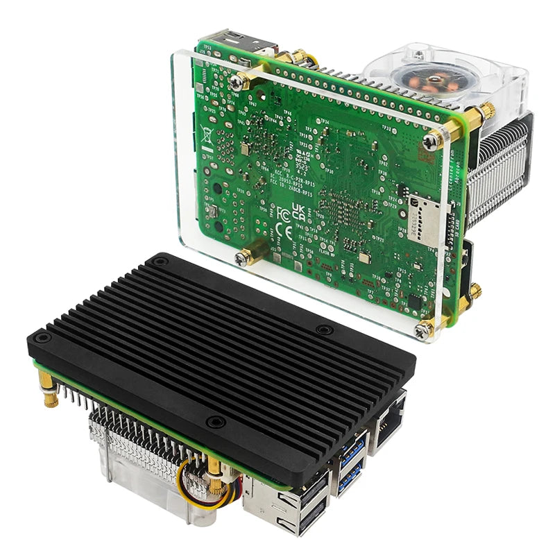 Raspberry Pi 5 Aluminum Alloy U-shaped Heat Pipe CPU Radiator Speed Adjustable Fan ICE Tower Cooler Real-time Monitoring