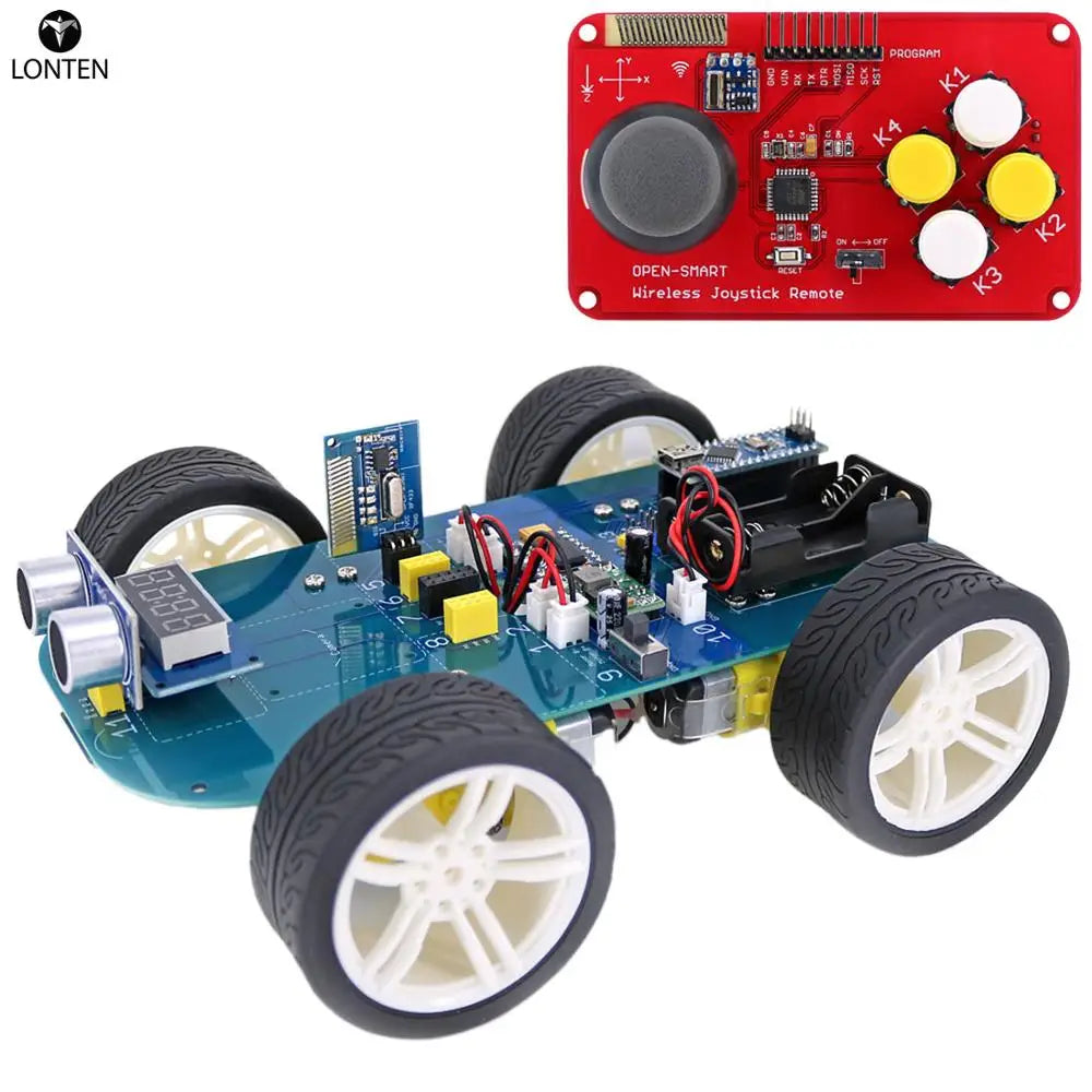 Custom Lonten 4WD 433MHz Wireless JoyStick Remote Control Rubber Wheel Gear Motor DIY Smart Car Kit for arduinos High-tech Programmable Manufacturer
