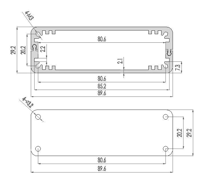 Custom Sliver/Black color aluminum housing case for electronics project case 29(H)x90(W)x100(L) mm Manufacturer