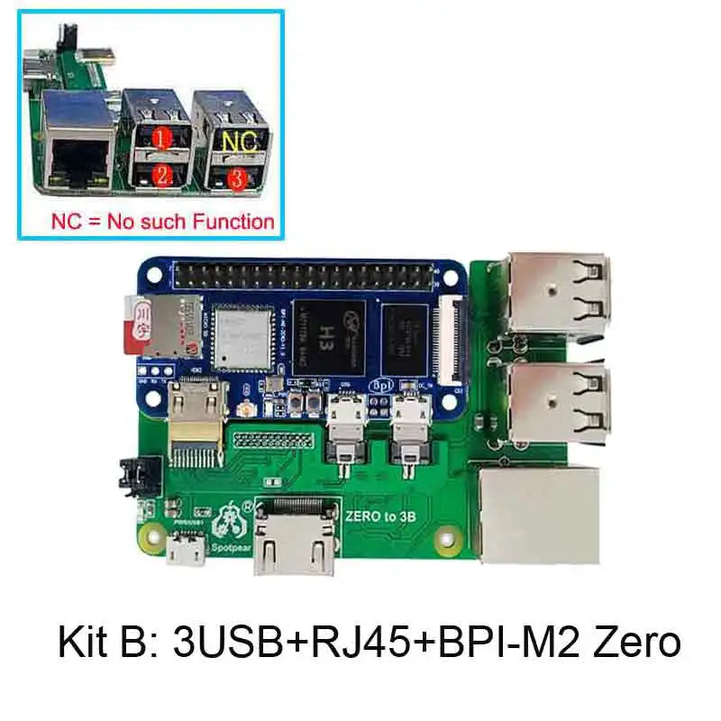 Custom BPI-M2 Banana Pi M2 Zero board with 3B/4B interface adapter BPI-M2 zero to 3B+ bpi 0 USB HUB RJ45 HAT Manufacturer