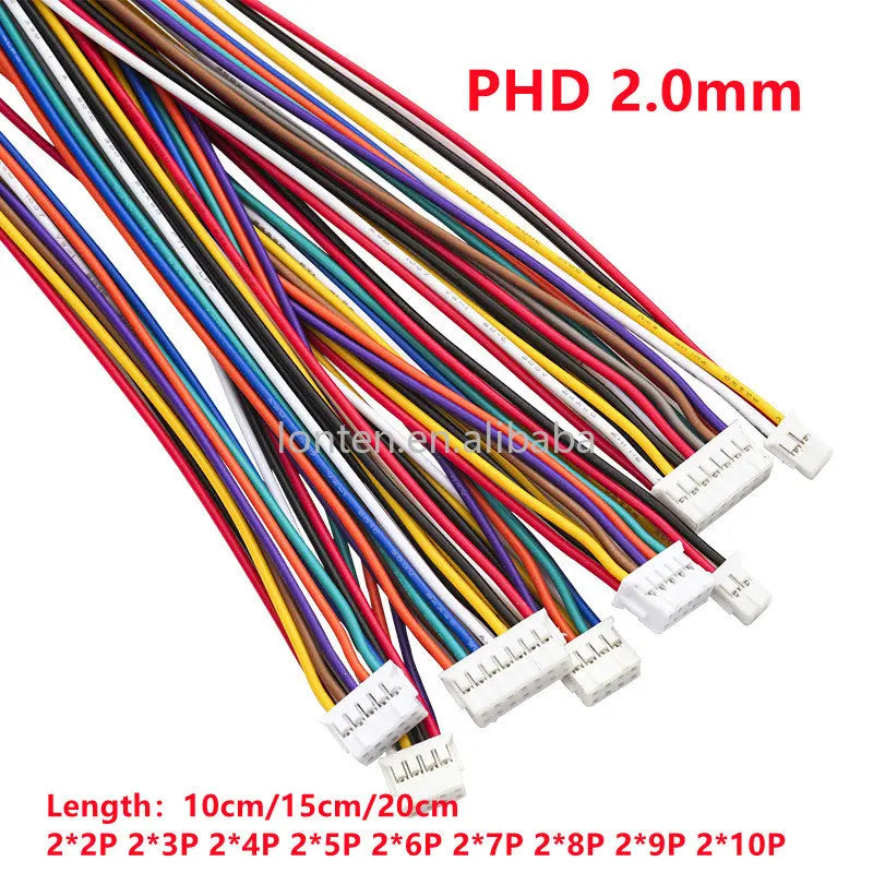 Custom 5pcs PHD 2.0mm Double Row Terminal Wire Connecting Wire 2*2P-10p Single and Double Head Electronic Cable 1007-26awg Manufacturer