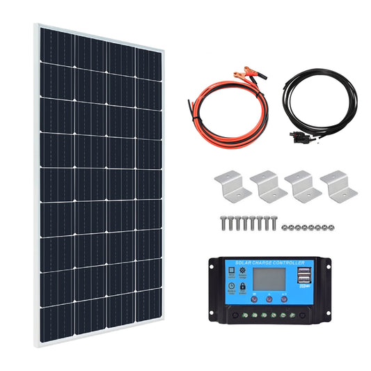 Custom Real 150W Solar Panel Glass Rigid Solid Placas Solares Boards Home RVs Boat Roof 12V/24V Battery Charger System Kit PV Panels Manufacturer