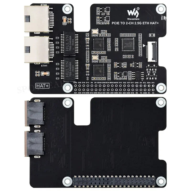 Custom Raspberry Pi 5 PCIe to Dual 2.5G Ethernet Adapter Board-Driver-Free Plug and Play