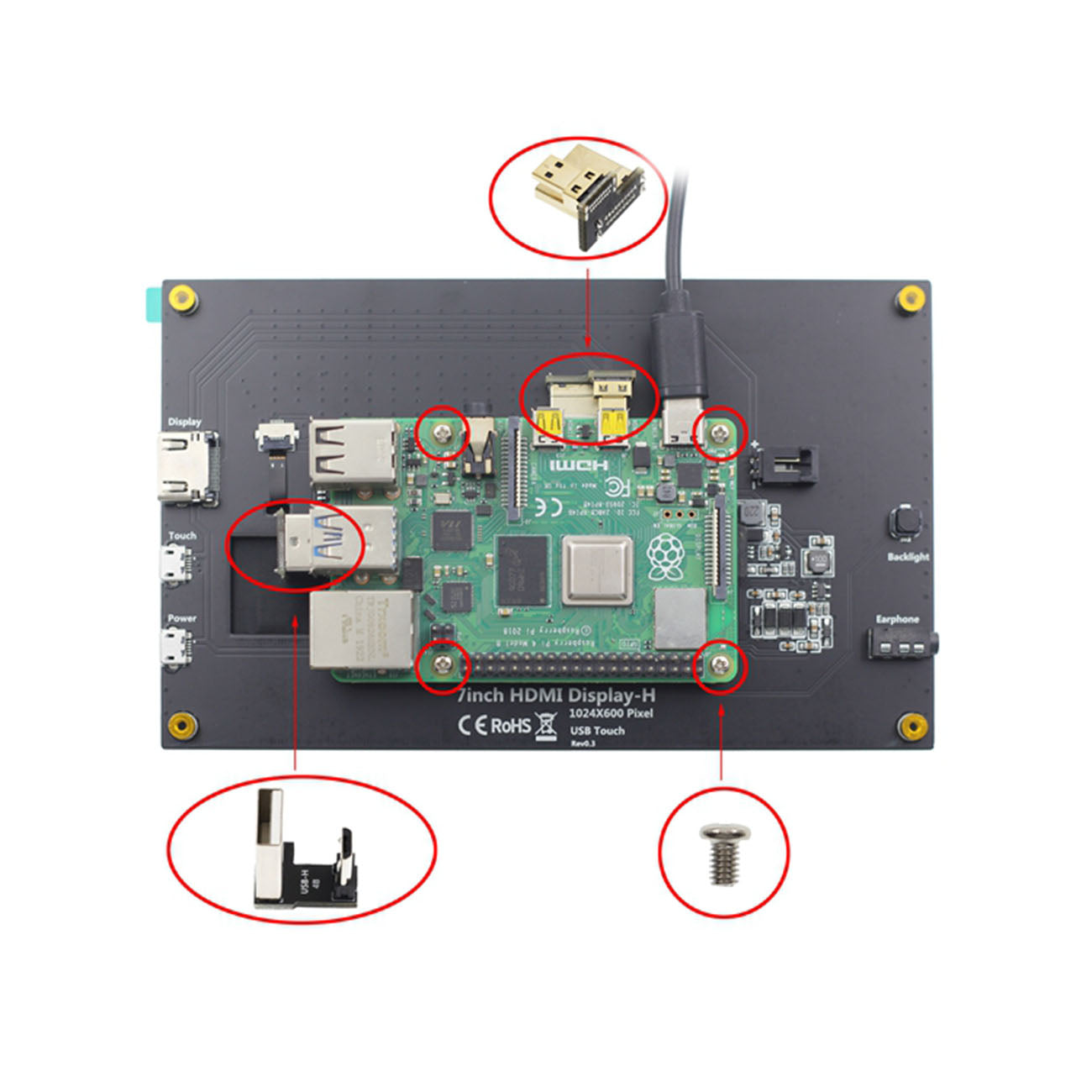 7 Inch Full View LCD IPS Touch Screen for Raspberry Pi HD Display Capacitive Monitor 5-Point Touch Control Custom