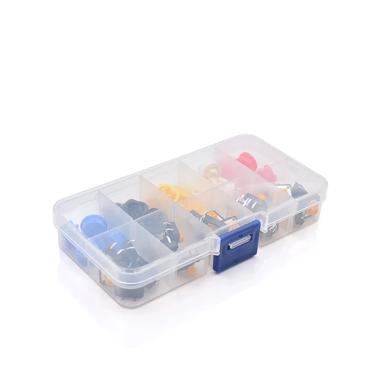 Custom 25PCS Tactile Push Button Switch Momentary 12*12*7.3MM Micro switch button + 25PCS Tact (5 colors) for Arduinos Manufacturer