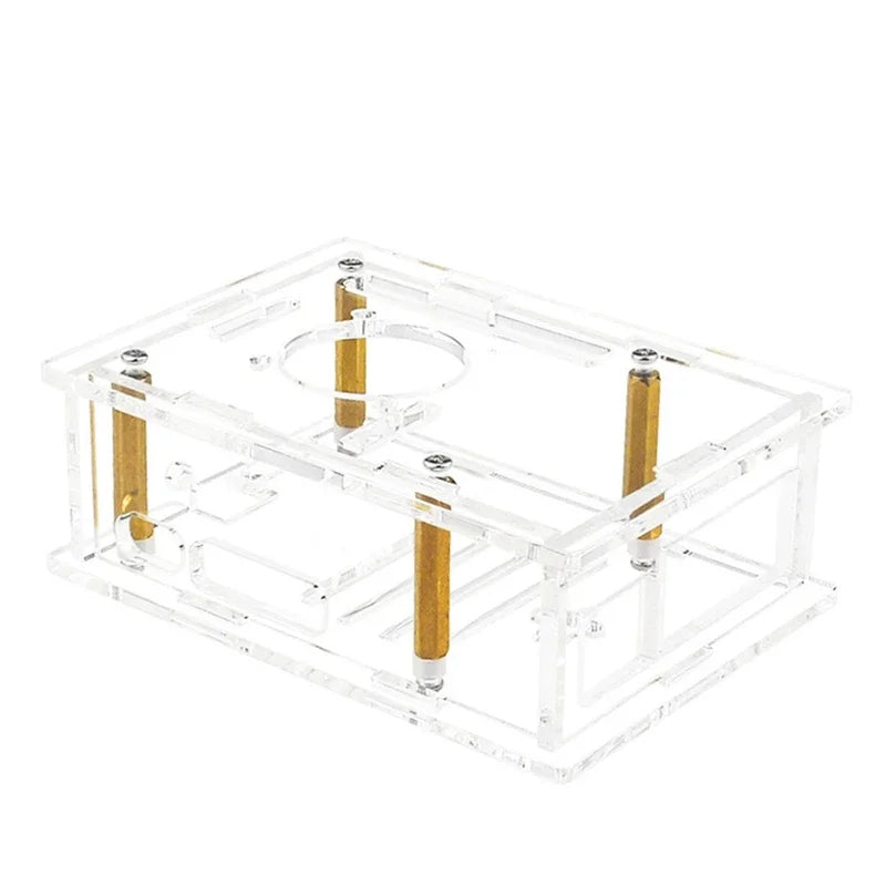 For Raspberry Pi 5 Acrylic Case+Heat Sink With Cooling Fan Transparent Shell Protective Case Replacement For Pi 5