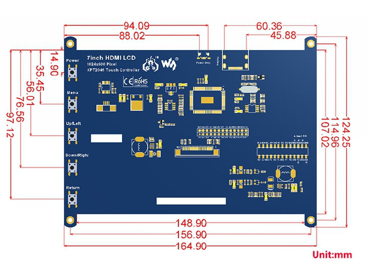 7 inch for Raspberry pi touch screen 1024*600 7 inch IPS resistance Touch Screen LCD, HD supports various systems Custom